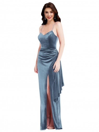 Long Dusty Blue Sleeveless Trumpet Low Back Formal Evening Gown / Prom Dress / Bridesmaid Dress Birmingham