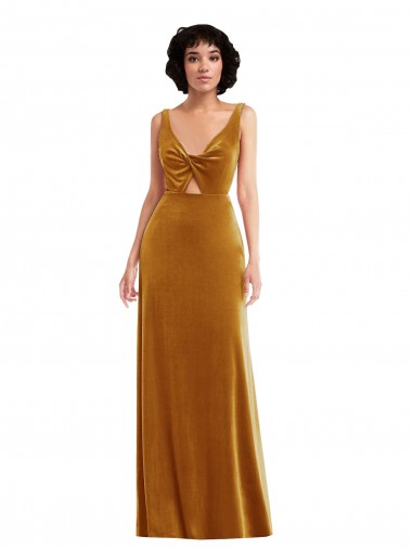Long Gold Sleeveless Trumpet V-Back Semi Formal Evening Dress / Prom Dress / Bridesmaid Dress Birmingham