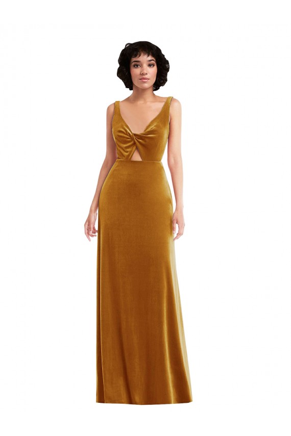 Long Gold Sleeveless Trumpet V-Back Semi Formal Evening Dress / Prom Dress / Bridesmaid Dress Birmingham