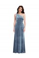 Long Dusty Blue Sleeveless A-Line Stretch Velvet Bridesmaid Dress / Evening Dress Birmingham