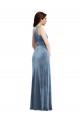 Long Dusty Blue Sleeveless A-Line Stretch Velvet Bridesmaid Dress / Evening Dress Birmingham