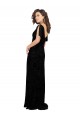 Long Black Short Split Sleeves A-Line V-Back Bridesmaid Dress Birmingham