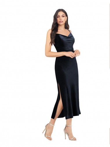 Midi Length Dark Navy Sleeveless Column Low Back Formal Evening Gown / Prom Dress / Bridesmaid Dress Birmingham