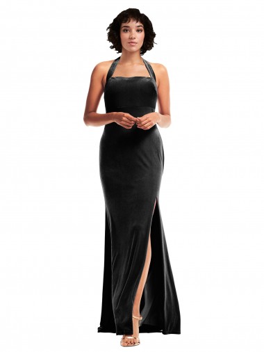 Long Black Sleeveless Mermaid Low Back Stretch Velvet Formal Evening Gown / Prom Dress / Bridesmaid Dress Birmingham
