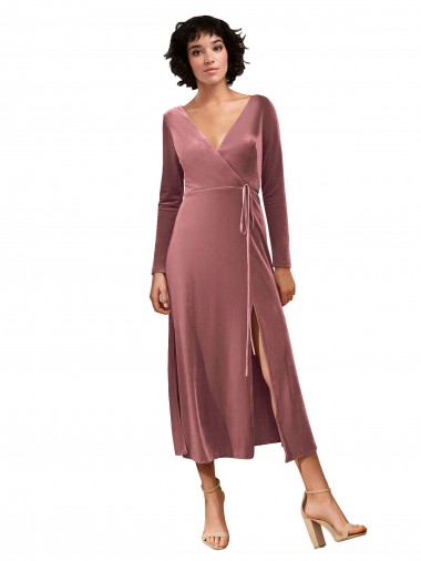 Midi Length Cinnamon Rose Long Sleeves A-Line Black Tie Prom Dress / Bridesmaid Dress Birmingham